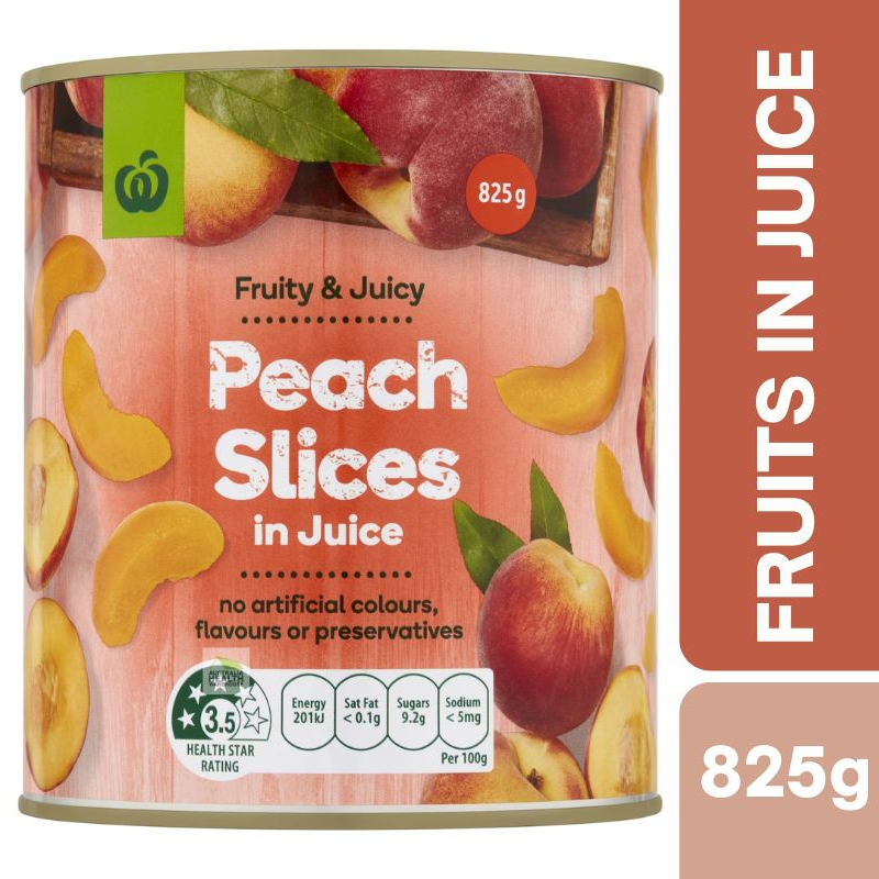Woolworths Peach Slices In Juice 825g