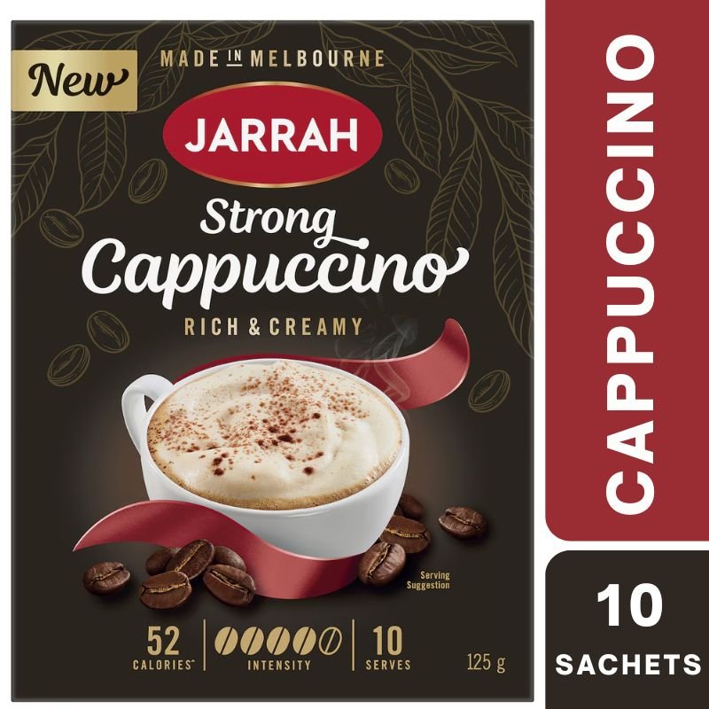 [Expiry Date: 27/04/2027] Jarrah Strong Cappuccino Sachets 10 Pack 125g