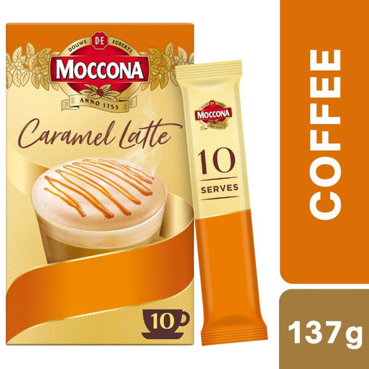 [Expiry Date: 09/07/2027] Moccona Caramel Latte Coffee 10 Sachets