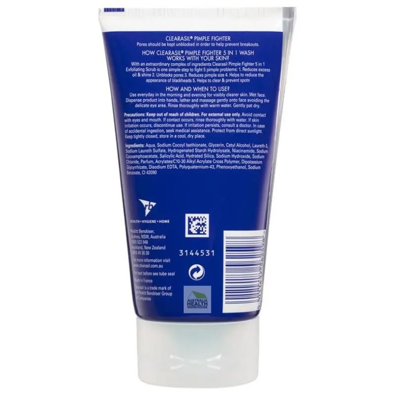 [Expiry Date: 05/2027] Clearasil Pimple Fighter 5 in 1 Exfoliating Face Scrub 150mL