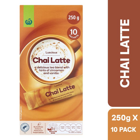 [Expiry Date: 17/11/2026] Woolworths Chai Latte Sachets 10 Pack 250g