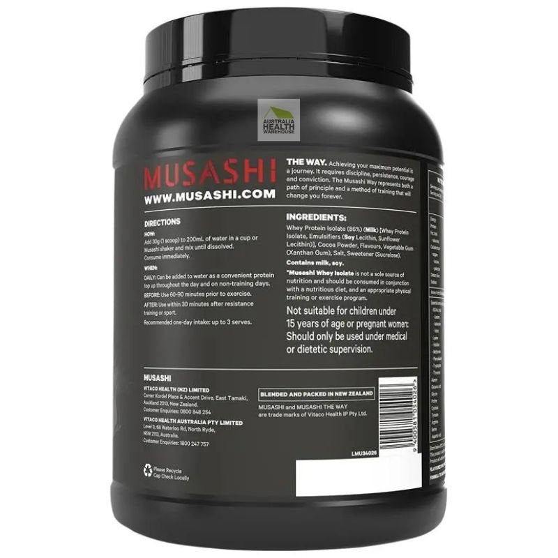 [Expiry: 03/2027] Musashi Whey Isolate Chocolate 900g