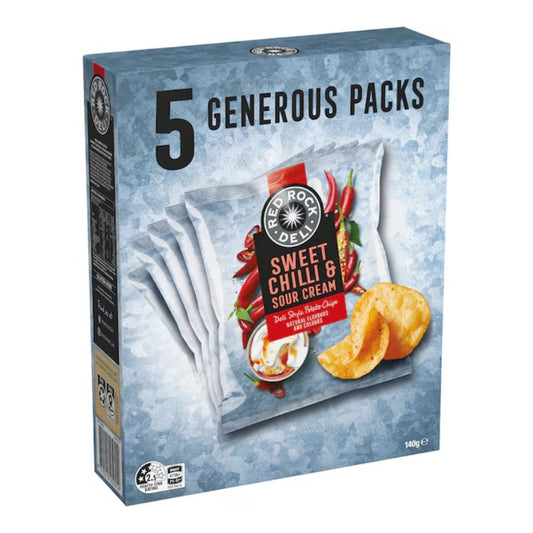 [CLEARANCE: 20/11/2026] Red Rock Deli Sweet Chilli & Sour Cream Potato Chips 5 Pack