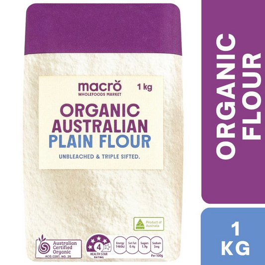 [CLEARANCE Expiry Date: 09/06/2026] Woolworths Macro Organic Australian Plain Flour 1kg