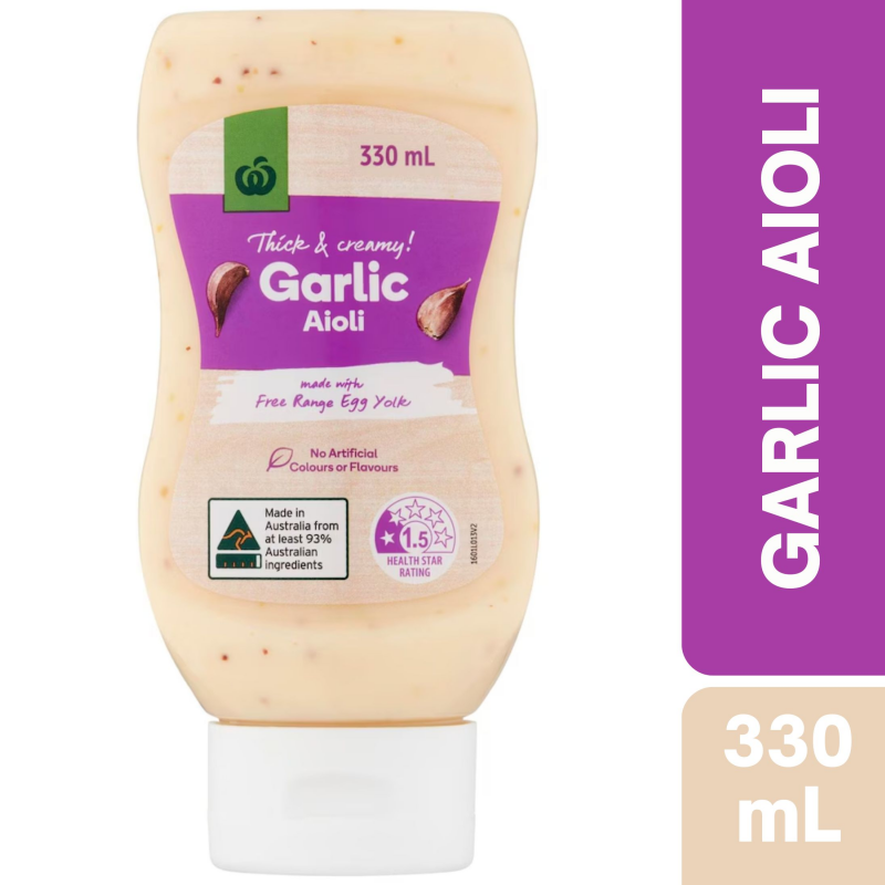 [Expiry Date: 23/02/2027] Woolworths Garlic Aioli 330mL