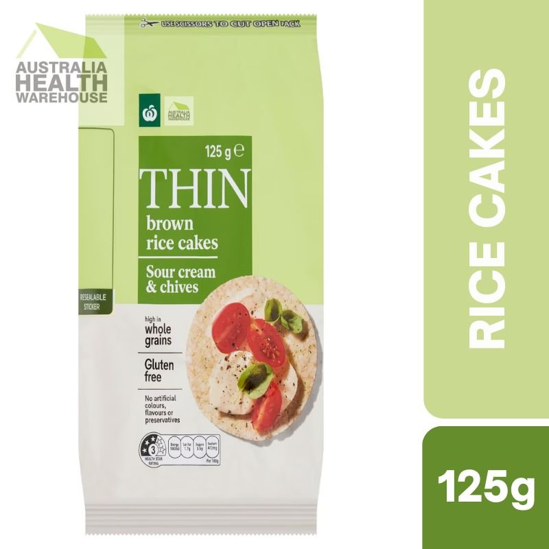 [Expiry: 01/08/2026] Woolworths Thin Rice Cakes Sour Cream & Chives 125g