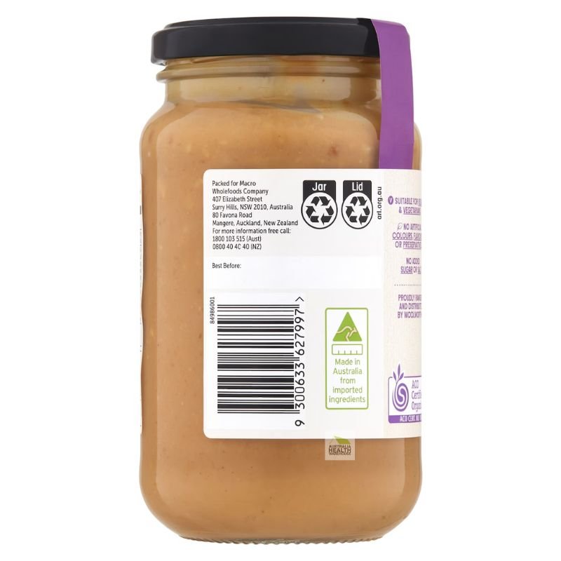 [Expiry: 04/09/2026] Woolworths Macro Organic Crunchy Peanut Butter 375g