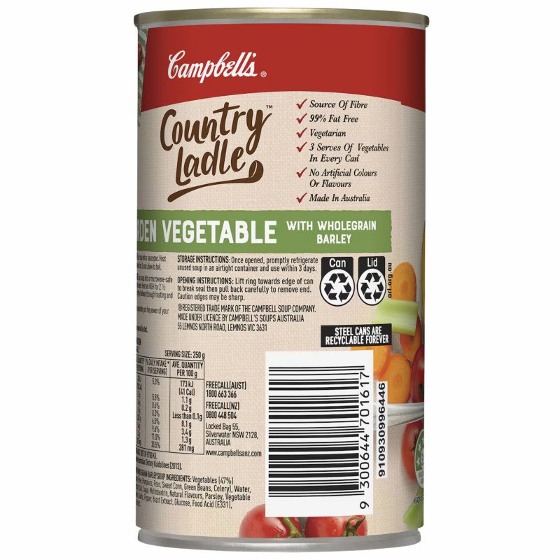 [Expiry Date: 14/04/2028] Campbell's Country Ladle Soup Can Garden Vegetable 500g