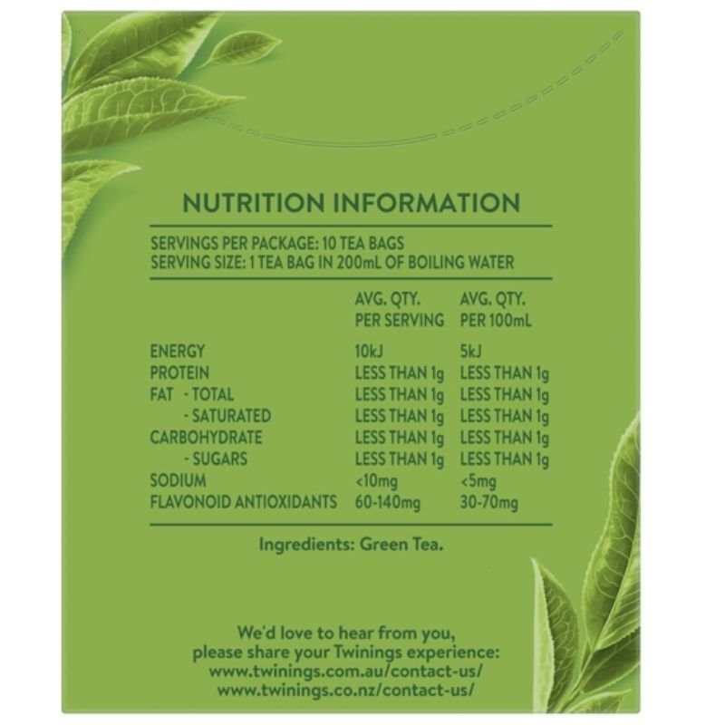 [Expiry: 25/08/2028] Twinings Pure Green Tea Bags 10 Pack 15g