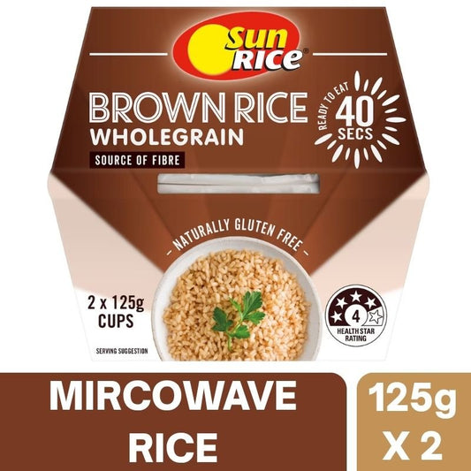 [Expiry Date: 05/03/2027] Sunrice Microwave Brown Rice Wholegrain Rice Cup 125g x 2 Pack