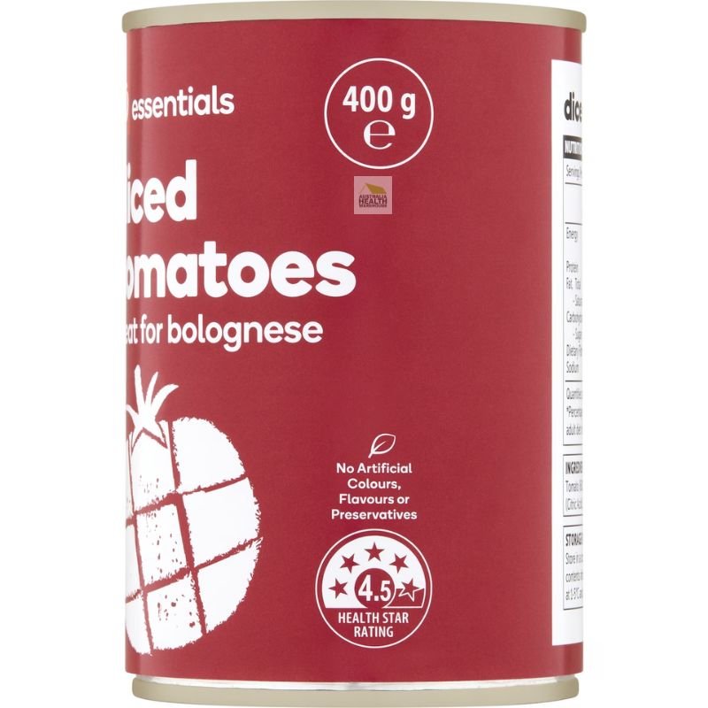 [Expiry: 08/2027] Woolworths Essentials Diced Tomatoes 400g