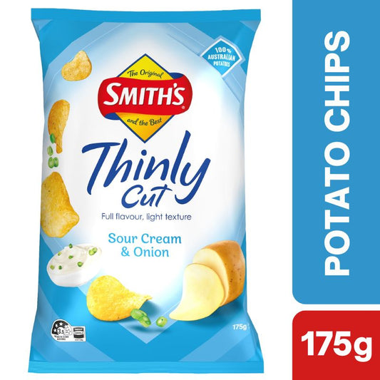 [CLEARANCE Expiry Date: 13/12/26] Smith's Thinly Cut Sour Cream & Onion Potato Chips 175g
