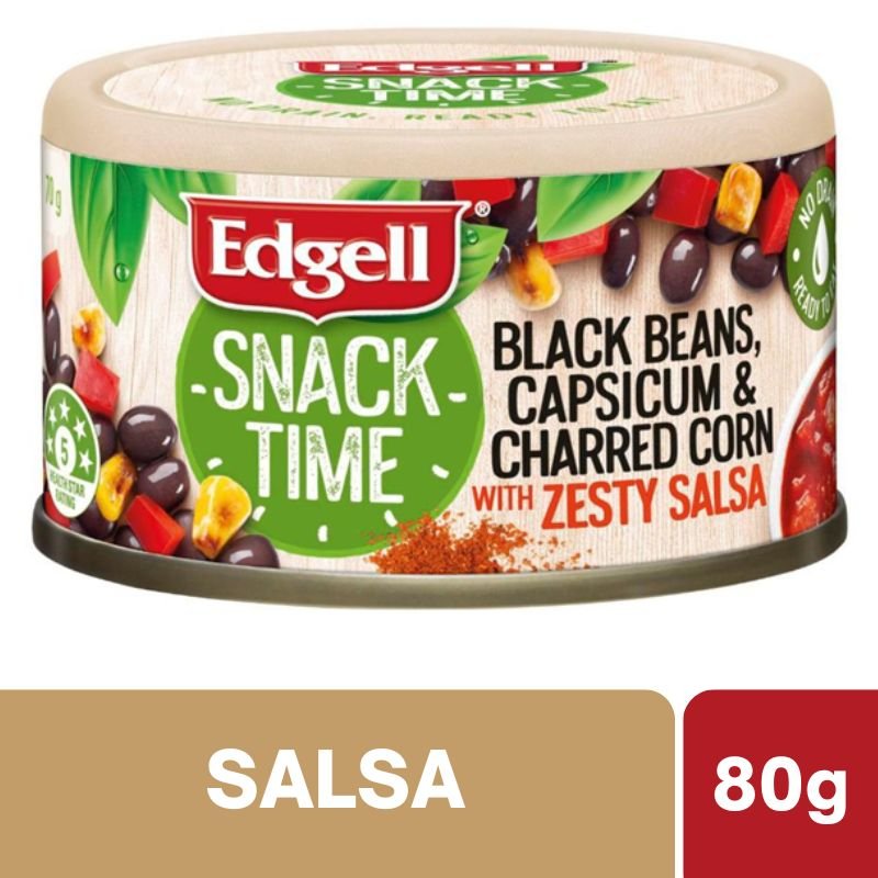 [Expiry Date: 30/06/2028] Edgell Snack Time Black Beans Capsicum & Charred Corn With Zesty Salsa 70g