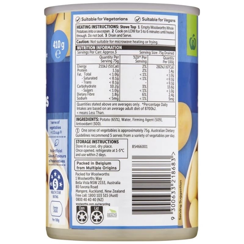 [Expiry: 12/2028] Woolworths Potato Whole 410g
