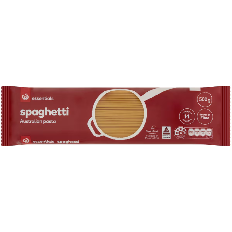 [Expiry: 19/08/2027] Woolworths Essentials Pasta Spaghetti 500g