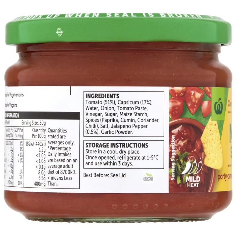 [Expiry Date: 30/04/2027]  Woolworths Mild Salsa 300g