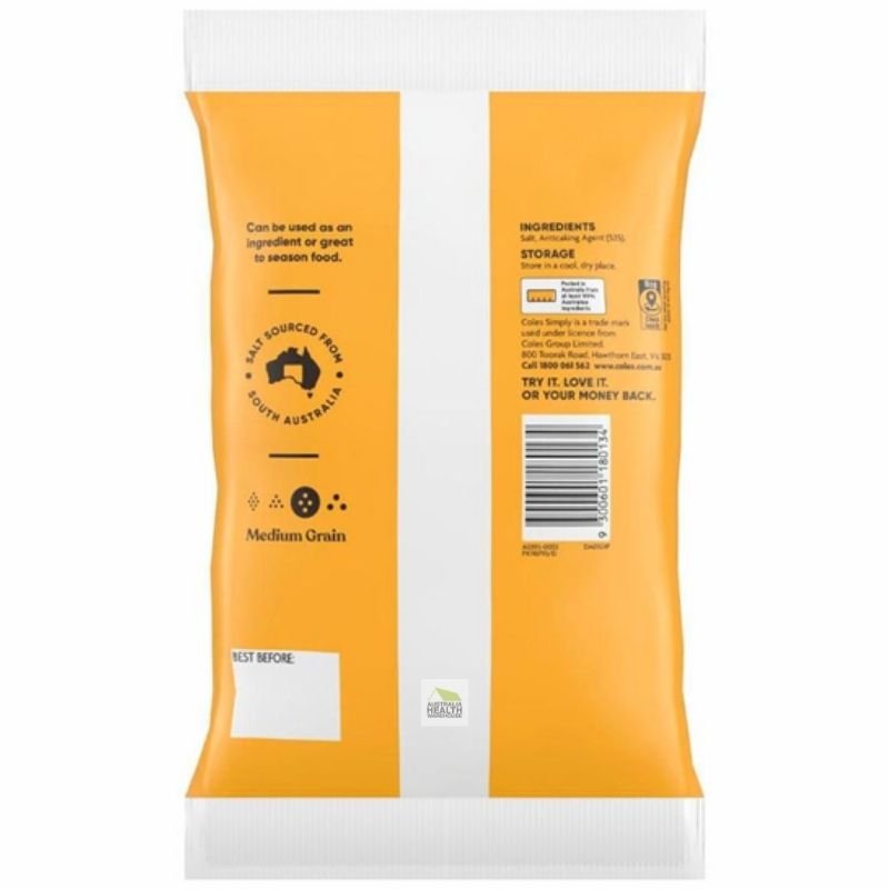 [Expiry Date: 07/05/2027] Coles Simply Cooking Salt 2kg
