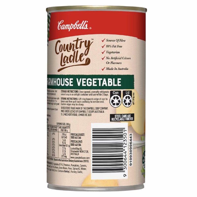 [Expiry Date: 29/01/2028] Campbell's Country Ladle Soup Can Farmhouse Vegetable 495g