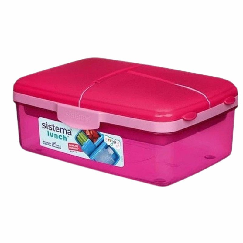 Sistema Lunch Slimline Quaddie Food Container 1.5 Litre (Pink)