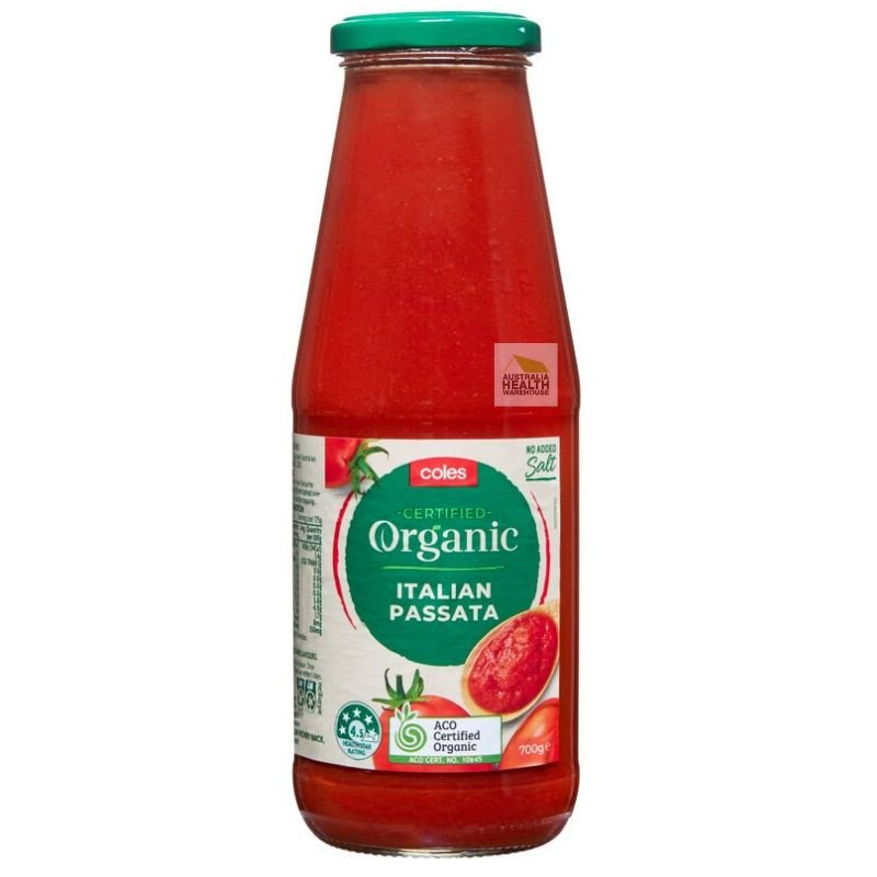 [Expiry: 03/10/2027] Coles Organic Italian Passata Sauce 700g