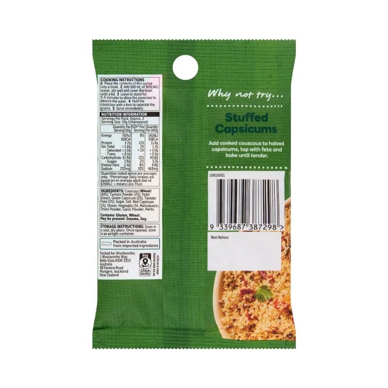 [CLEARANCE Expiry Date: 20/08/2026] Woolworths Vegetable Couscous 100g