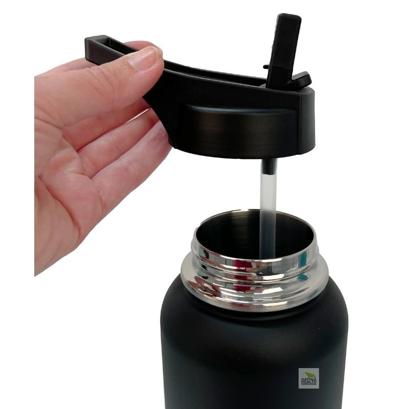 Decor Insulated Double Wall Flip Active Stainless Steel Bottle 1.1 Litre (BLACK)