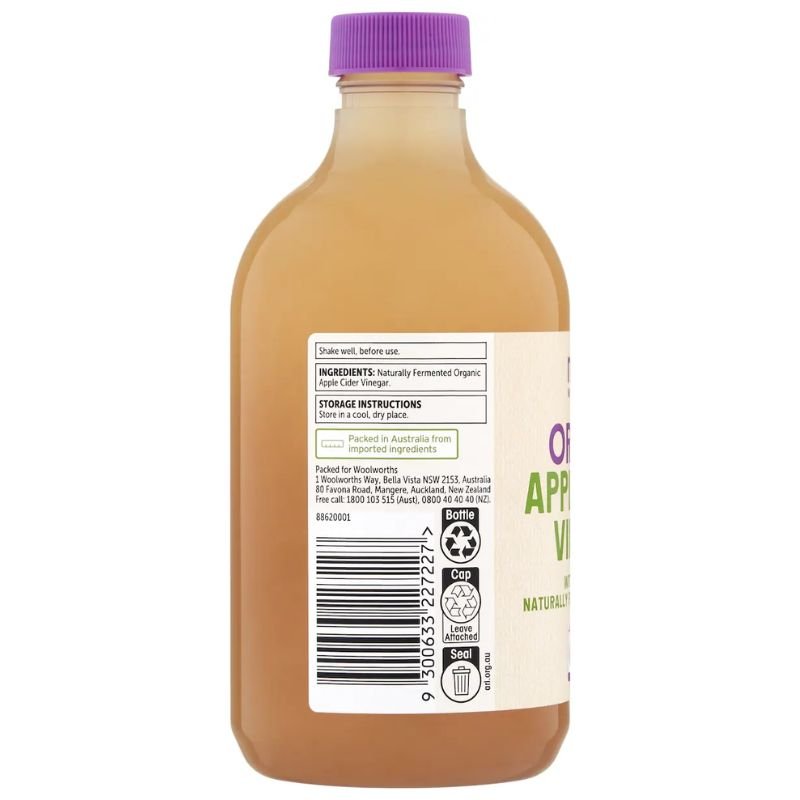 [Expiry: 03/10/2027] Woolworths Macro Organic Apple Cider Vinegar 500mL