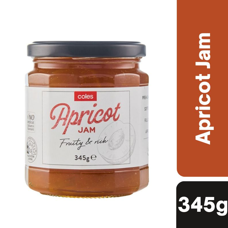 [CLEARANCE Expiry: 02/05/2025] Coles Premium Apricot Jam 345g