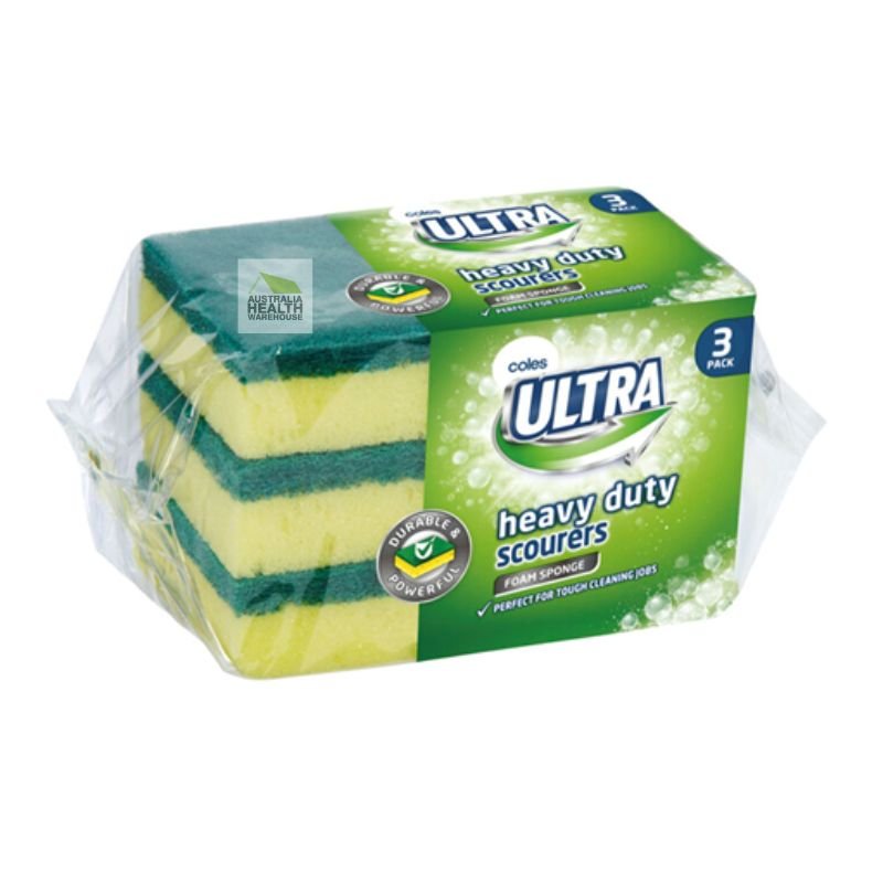 Coles Ultra Heavy Duty Sponge Scourer 3 Pack