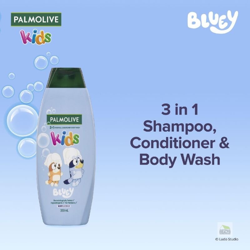 Palmolive Kids Bluey 3 in 1 Berrylicious Shampoo, Conditioner & Bodywash 350mL