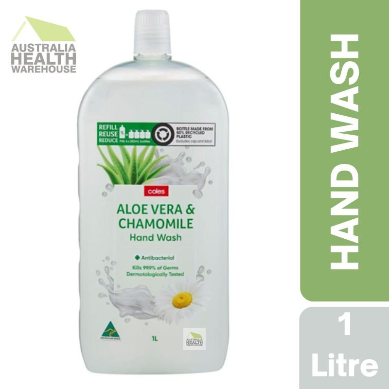 Coles Antibacterial Hand Wash Refill Aloe Vera & Chamomile 1 Litre