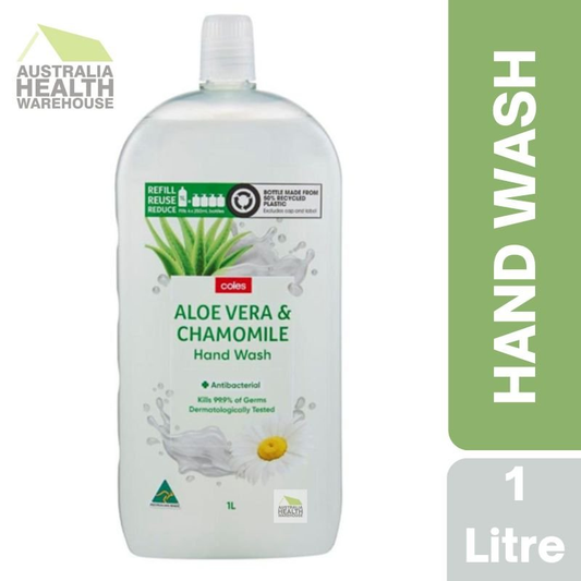 Coles Antibacterial Hand Wash Refill Aloe Vera & Chamomile 1 Litre