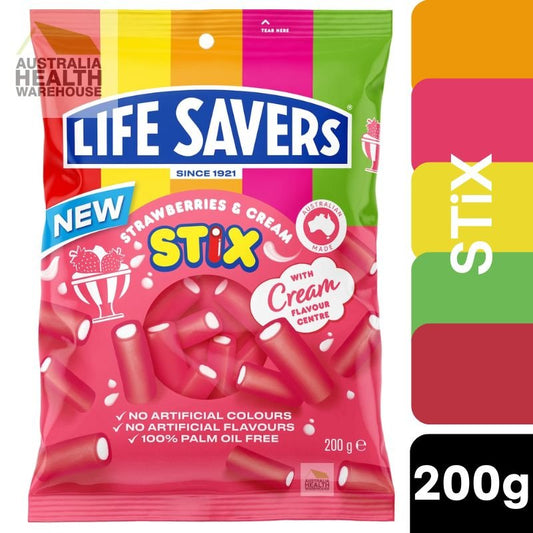 [Expiry: 23/02/2027] Lifesavers Strawberries & Cream Stix 200g