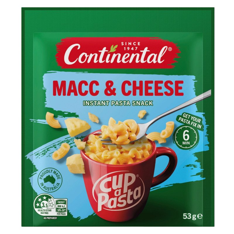 [Expiry Date: 27/08/2027] Continental Macc & Cheese Instant Pasta Snack 53g