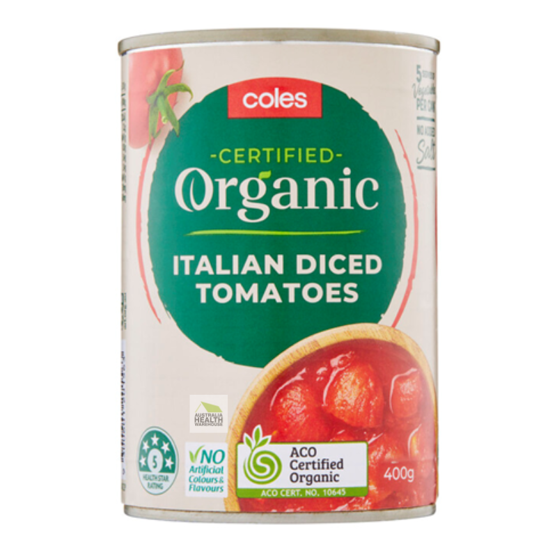 [Expiry Date: 11/08/2027]  Coles Organic Italian Diced Tomatoes 400g
