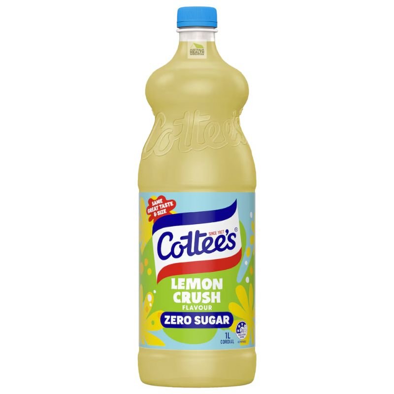 Cottee's Lemon Crush Zero Sugar Cordial 1 Litre