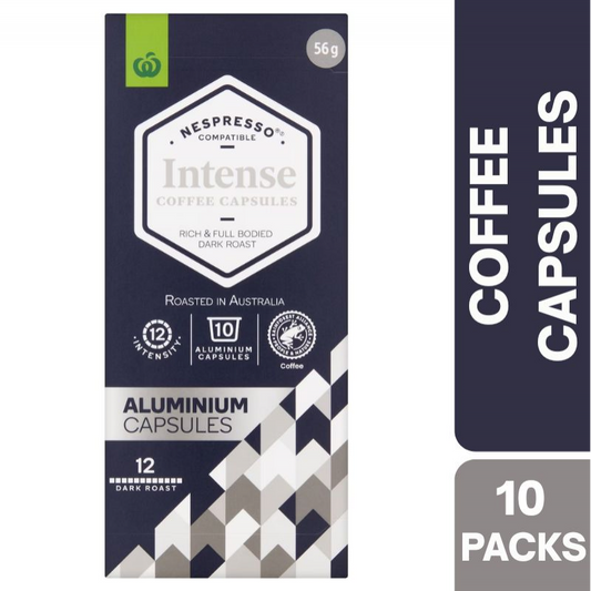 [Expiry: 03/09/2026] Woolworths Nespresso Compatible Coffee Capsules Intense 10 Pack 56g