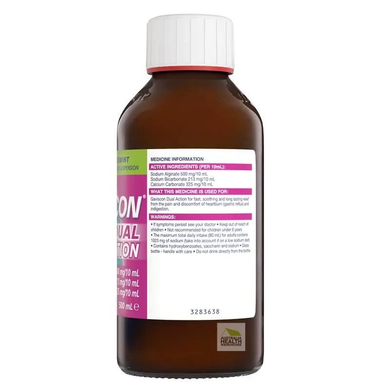 [Expiry: 01/2027] Gaviscon Liquid Dual Action Peppermint 500mL
