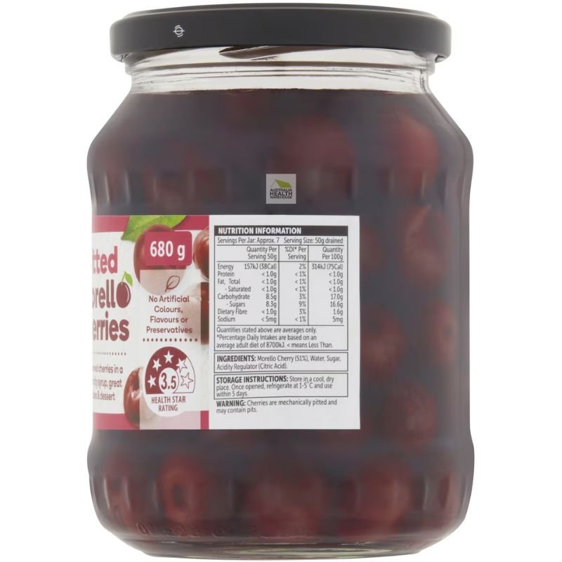 Woolworths Pitted Morello Cherries 680g