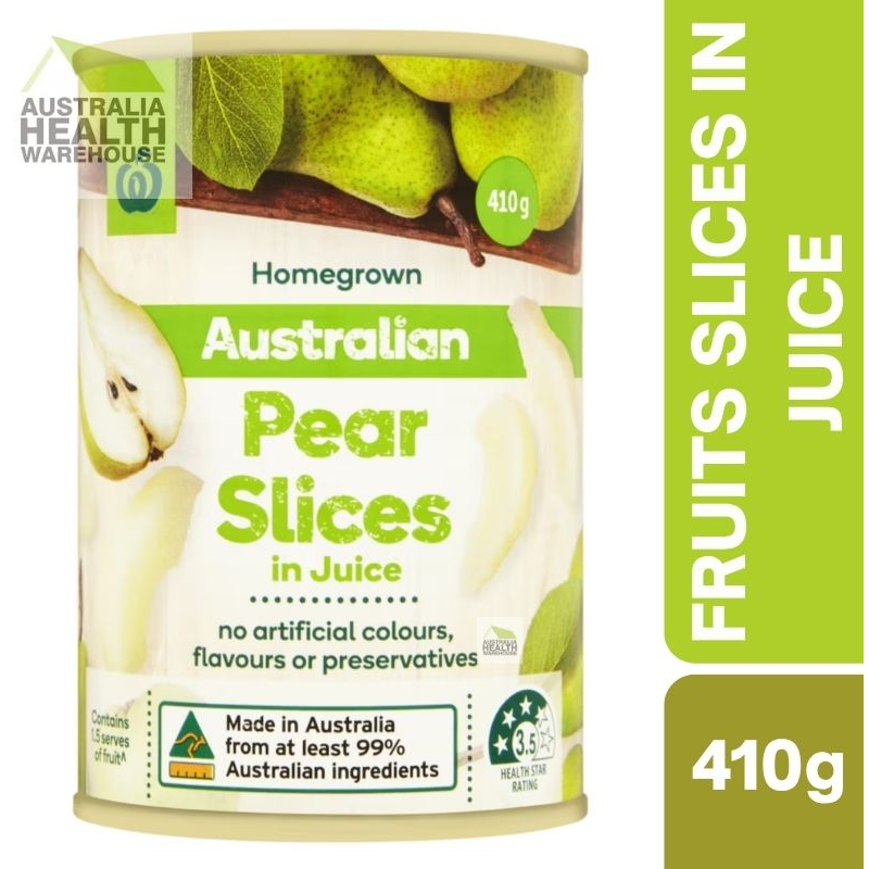 [Expiry Date: 30/04/2027] Woolworths Australian Pear Slices In Juice 410g