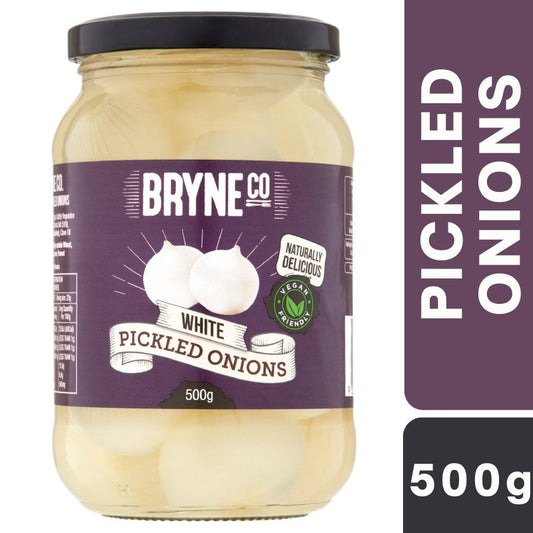 [Expiry Date: 10/02/2028] Bryne Co White Pickled Onions 500g