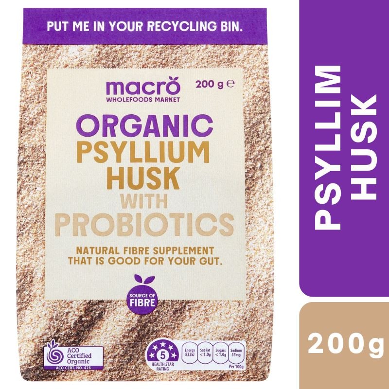 [Expiry: 01/12/2026] Woolworths Macro Organic Psyllium Husk with Probiotics 200g