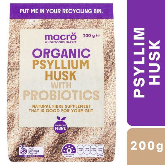 [Expiry: 01/12/2026] Woolworths Macro Organic Psyllium Husk with Probiotics 200g