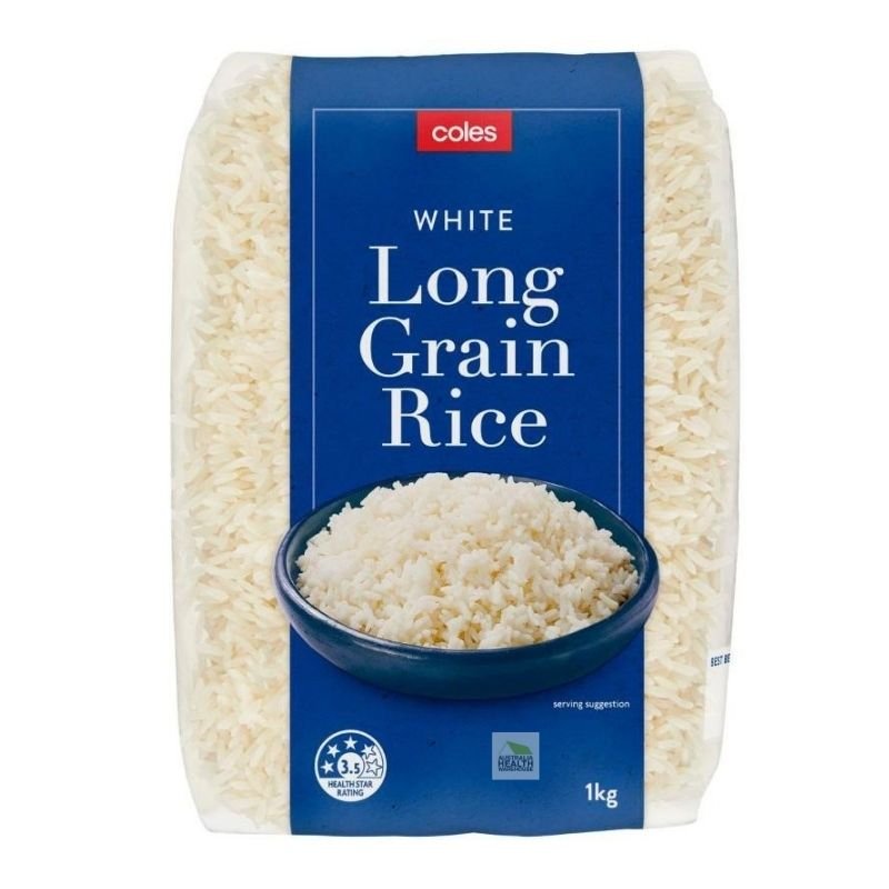 [Expiry: 10/07/2027]  Coles White Long Grain Rice 1kg