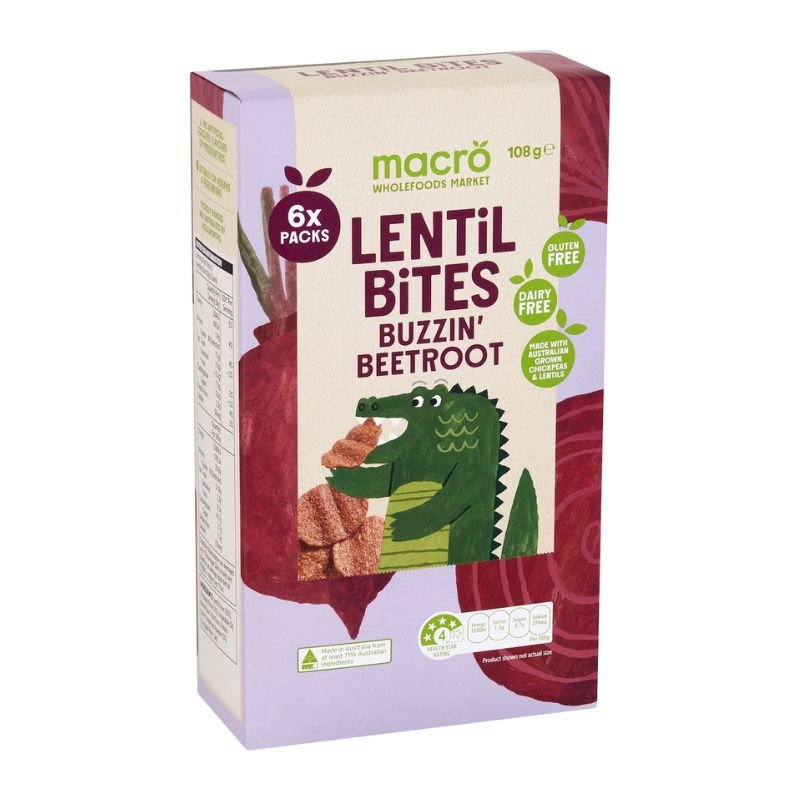 [Expiry: 11/02/2027] Woolworths Macro Lentil Bites Buzzin' Beetroot 6 Packs 108g