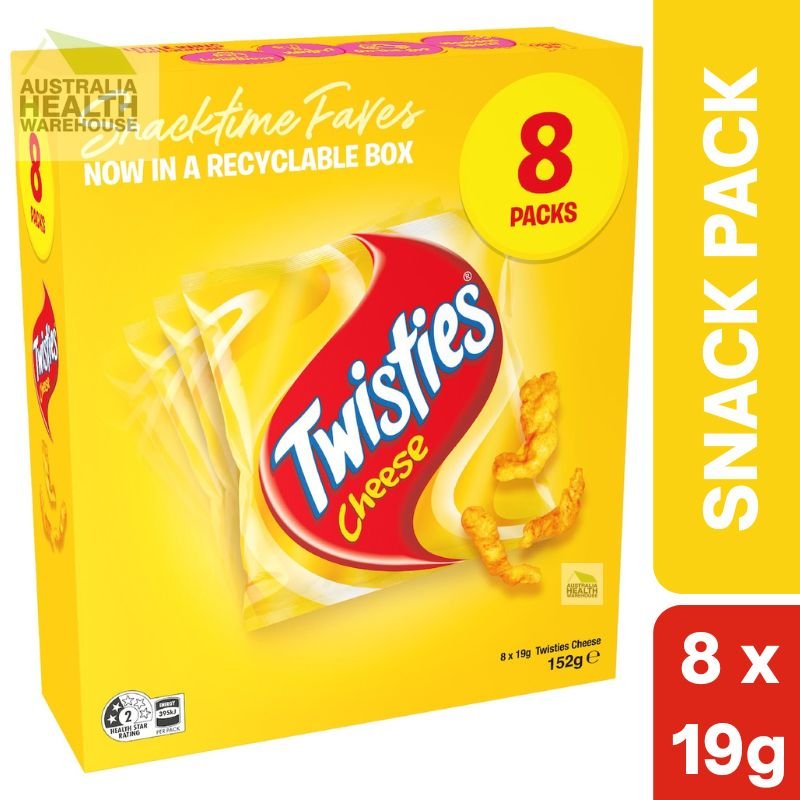 [CLEARANCE Expiry: 08/03/2026] Twisties Cheese Flavoured Snacks 8 x 19g Pack
