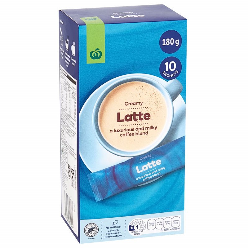 [Expiry Date: 28/01/2027] Woolworths Creamy Latte 10 Sachets Pack 180g