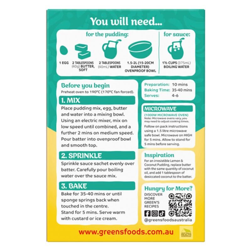 Green's Lemon Pudding Mix 260g