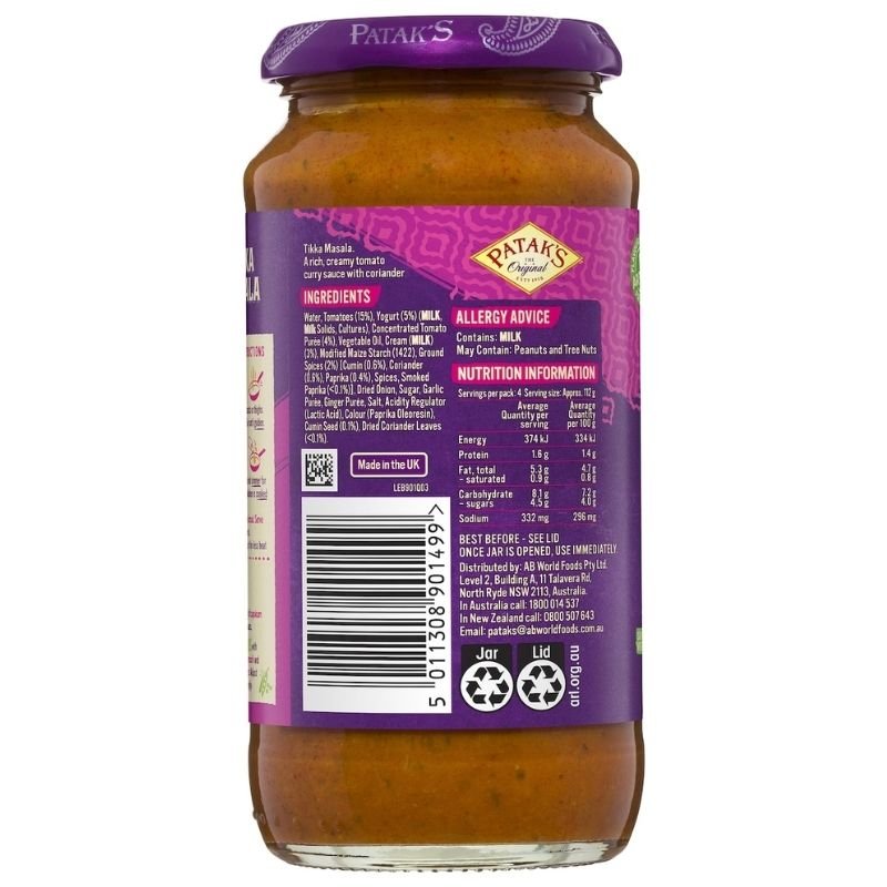 [Expiry: 04/2027] Patak's Tikka Masala Sauce 450g