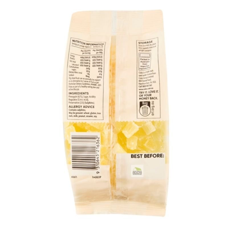 Coles Dried Pineapple Pieces 200g